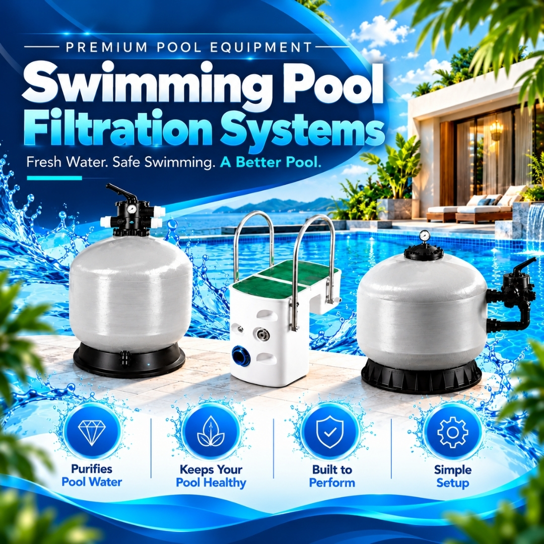 Swimming pool filter with clean and healthy pool water